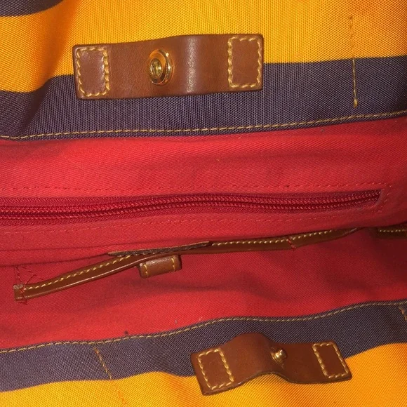Dooney & Bourkey vintage orange and blue striped tote nylon Preowned “as is” - Picture 8 of 9